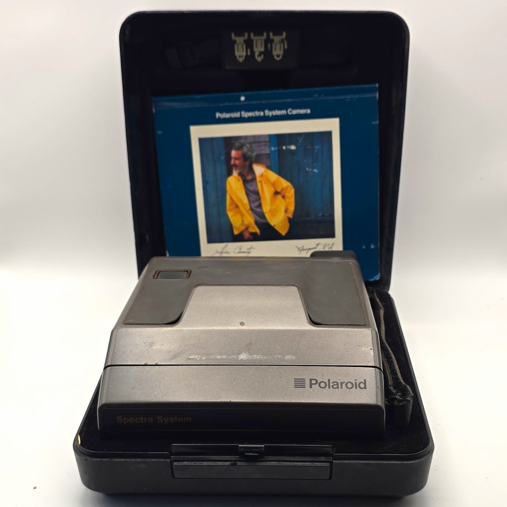 Vintage Polaroid Spectra System Instant Camera Gray w/ Hard Case & Manual